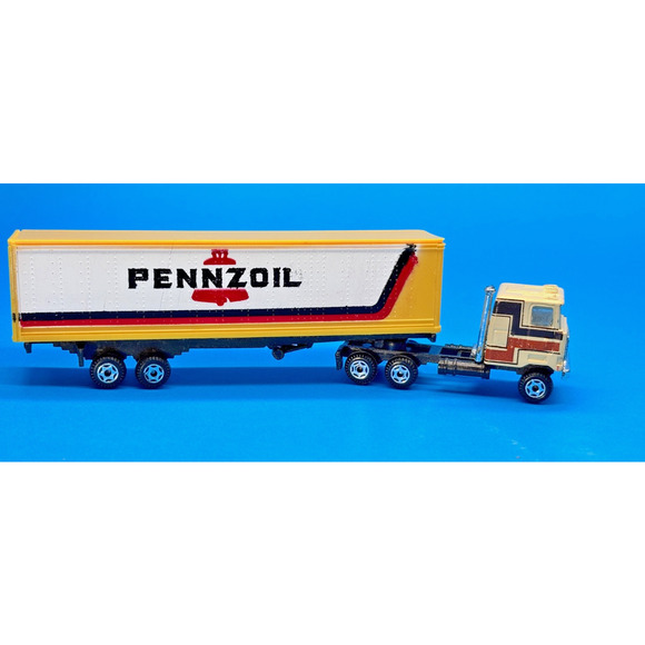 Vintage PENNZOIL MACk Semi-Truck Tractor & Trailer HO Scale Cabover yellow - Picture 9 of 16